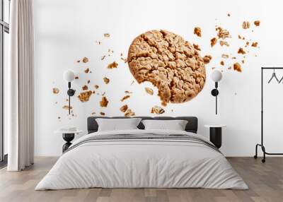 Flying Wholewheat Oatmeal Biscuits with Crumbs, food crumbs, crumbs cupcakes, crumbs PNG Wall mural