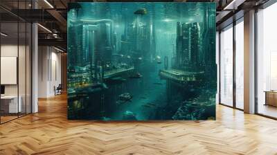 future undersea city uhd wallpaper Wall mural