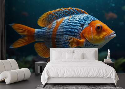 Beautiful Golden Fish in Sea tank Wall mural