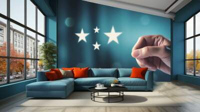 human finger give star rating  marketing business background ai visual Wall mural