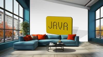 JAVA stand with shadow. 3D illustration of metallic sculpture over a white background with mild texture. indonesia and asia Wall mural