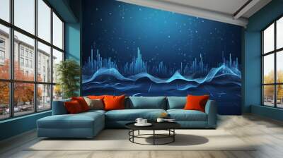 Blue abstract background music. An equalizer for music that combines the idea of a music backdrop equalizer with sound waves.Illustration in vector format Wall mural