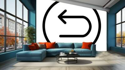 Left curved arrow icon. Return, go back button symbol. Wall mural