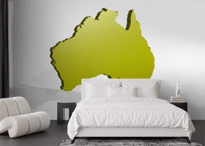 MAP OF AUSTRALIA made by 3D illustration of a shiny metallic sculpture with the shadow on light background. abstract and concept Wall mural