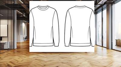 Men's long sleeve Crew neck T Shirt flat fashion illustration complete editable colors Wall mural