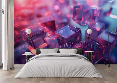 modern 3d wallpaper with glass cubes, abstract background for technology or business presentation, website homepage banner backdrop  Wall mural