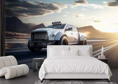 modern pick-up truck on road  Wall mural