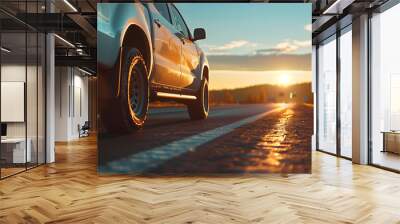 modern pick-up truck on road  Wall mural