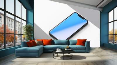 Modern Smartphone Mockup with Blue Gradient Background for Creative Presentations Wall mural