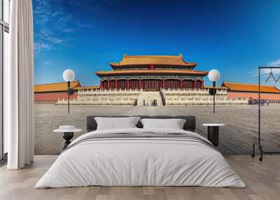 Panoramic view of the Forbidden City in Beijing, showcasing historic architecture. Wall mural