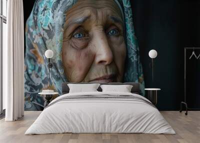 Portrait of a Happy Elderly Woman in a Headscarf for Cancer Awareness

 Wall mural