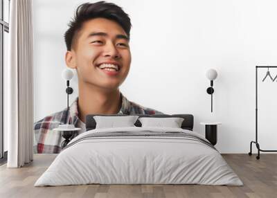 portrait of a happy young Asian man isolated on transparent background, smiling boy cut out  Wall mural