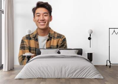 portrait of a happy young Asian man isolated on transparent background, smiling boy cut out  Wall mural