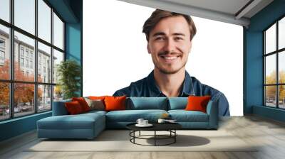 portrait of a smiling man isolated on transparent background  Wall mural