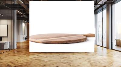 Round Cheese/Pizza board from side on a white background Wall mural