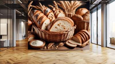 bread in basket Wall mural