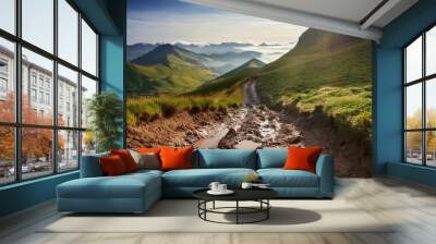 Mountain track in the mountains Wall mural