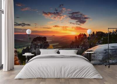 sunset in the mountains Wall mural