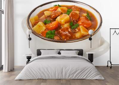 Beef Stew Isolated on white. Selective focus. Wall mural