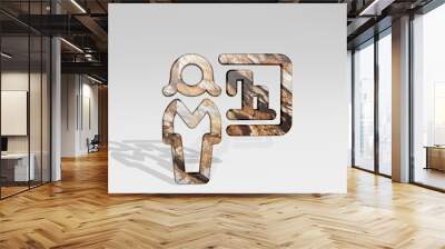 SINGLE WOMAN STATIS casting shadow with two lights. 3D illustration of metallic sculpture over a white background with mild texture. icon and isolated Wall mural