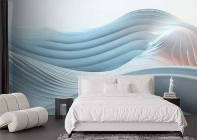 Soft and soothing abstract waves in pale blue and white hues Wall mural