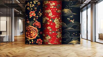 Traditional Japanese Floral Pattern Wall mural