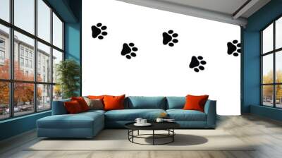 Walking cat paw vector icon set isolated on transparent background. Calico kitten footprint logo character cartoon ginger doodle illustration sign Wall mural