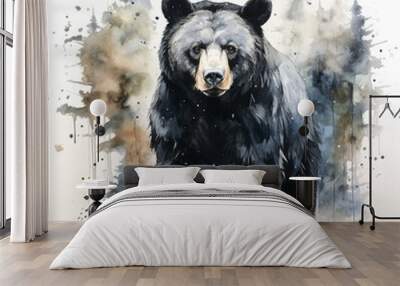 Watercolor Black Bear Wall mural