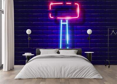 Mallet neon icon. Vector illustration for design. hammer glowing sign. Construction tools concept. Wall mural