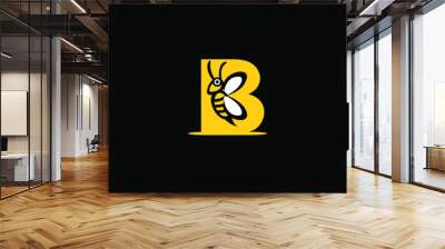 honey bee with letter b on wings logo vector Wall mural