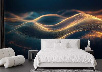 Abstract waves digital art background design creative modern aesthetic smooth flow information technology futuristic Wall mural