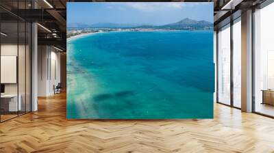 An aerial panoramic view of the Playa De Muro on Mallorca island in Spain Wall mural