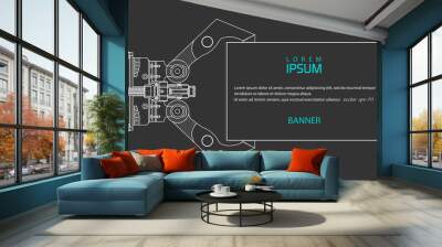 Industrial robot manipulator.Mechanical Engineering drawing .Robotic arm .Computer aided design systems.Industrial Technology Banner. Modern industrial technology - Vector illustration .	 Wall mural