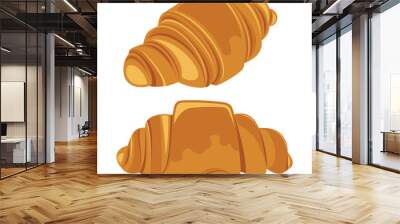 Set of croissants isolated on a white background. Vector illustr Wall mural