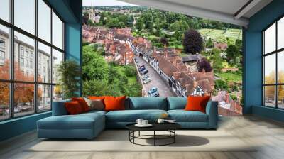 View of Warwick from the top of Warwick Castle. Warwickshire, United Kingdom Wall mural