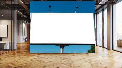 Billboard, billboard, canvas billboard, layout against the blue sky. The concept of outdoor advertising, marketing, sales. mockup Wall mural