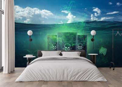 Ocean pollution by toxic waste. Biological waste. The concept of chemical waste, pollution of nature, toxins Wall mural