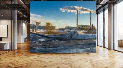 Power plant station in Minsk city in winter Wall mural