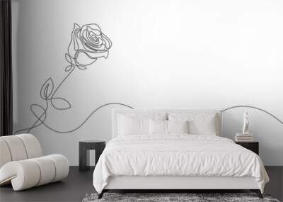 Rose flower .One line drawing rose.Line art.Hand drawn modern minimalist design .Vector. Wall mural