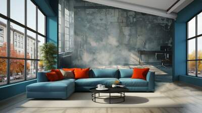 3D render of a smokey grunge style interior Wall mural