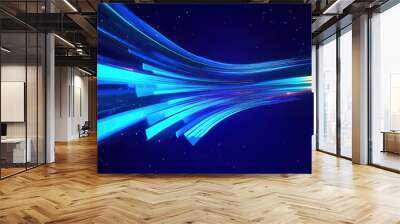 A blue and white image of a space with a blue line that is moving Wall mural