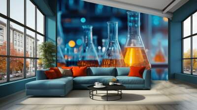 A collection of glass beakers and test tubes Wall mural