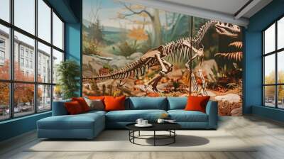 a skeleton of a dinosaur Wall mural