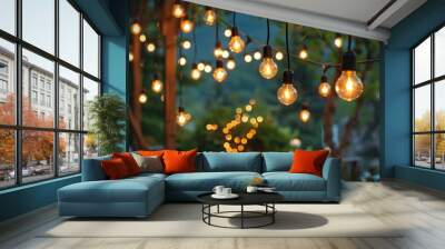 A string of lights hanging from a tree Wall mural