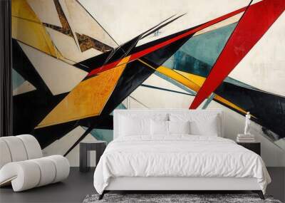 Abstract art featuring sharp angles and bold lines in a minimalist style Wall mural