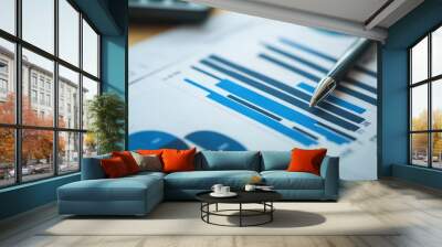 Analyzing financial data presented with various charts Wall mural