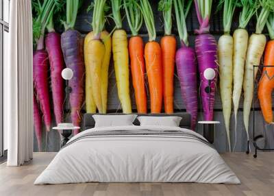 Different coloured carrots Wall mural