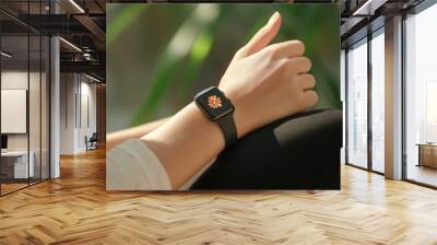 Digital wellness reminder on a smart watch encouraging mindfulness Wall mural