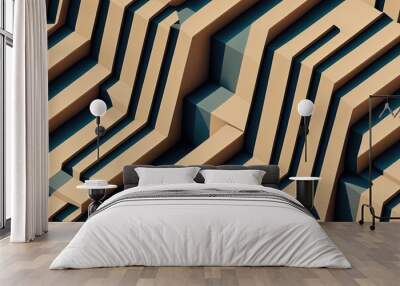 Geeometric seamless pattern squares isometric. 3d Render Wall mural