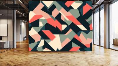 Geometric pattern with overlapping polygons in a minimalist color palette Wall mural